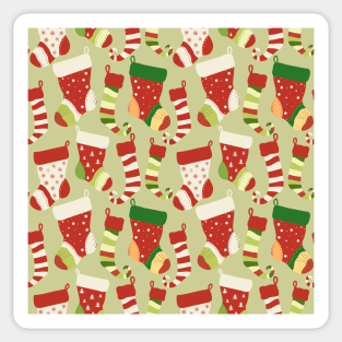 Christmas red and green socks seamless pattern Sticker